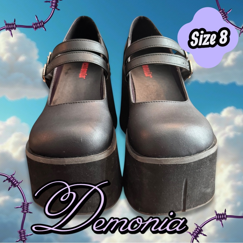 Demonia Kera-08 Black Chunky Platform Mary Janes